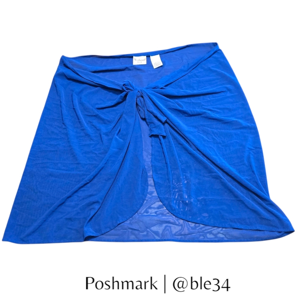 Westbound Beach Blue Sarong Beach Cover-up Wrap Skirt OSFM